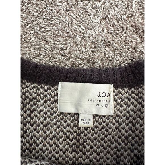 J.O.A. Natural Cozy Plaid Pullover Sweater Fuzzy Mohair Wool Checked Boxy Medium - Picture 10 of 13